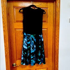 Taylor Black and Blue Fit and Flare Mini Dress